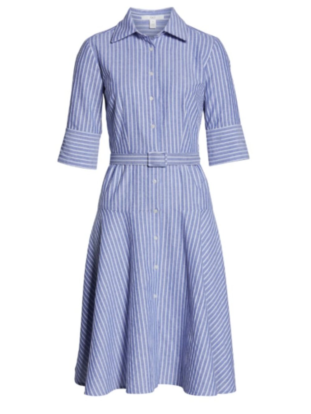 1901 Stripe Belted Shirtdress Sz 4 Petite - Picture 5 of 16